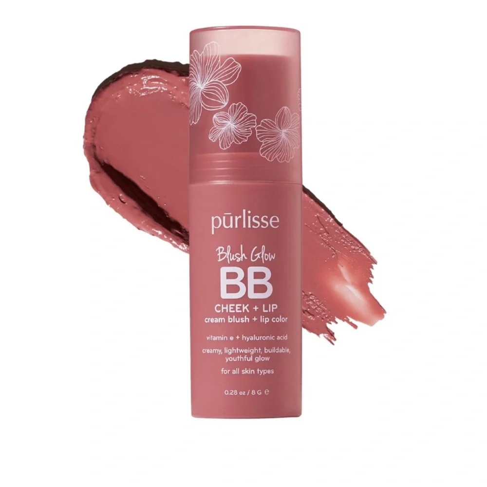 Purlisse Glow BB Cheek +Lip cream blush +lip color in nude sugar NEW